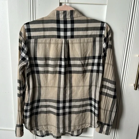 Burberry Plaid print three- Quarter Sleeve bottom up shirt - Picture 5 of 7